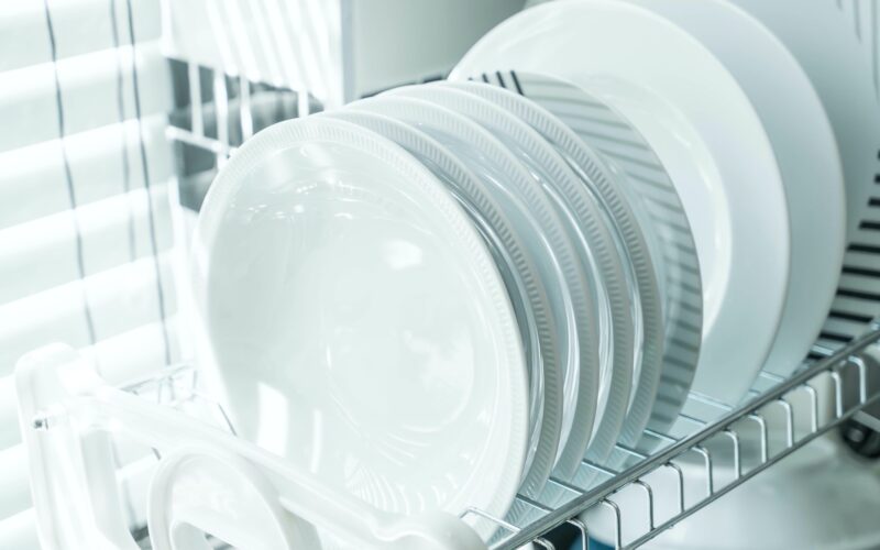 white clean dish on a dish rack